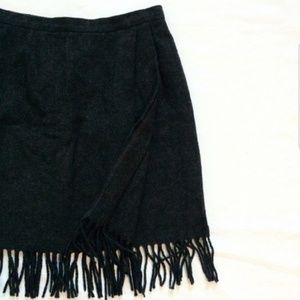 Anne Klein ll | Wool Blend Fringe Skirt